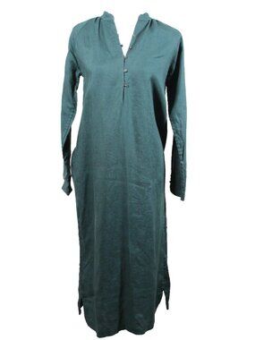 Erica Tanov Size 2 / Medium 100% Linen Caftan Dress Long Sleeve Rekha V Neck EUC